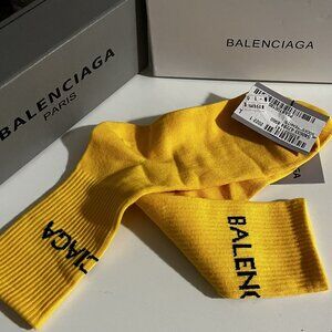 Balenciaga Socks | Yellow Logo Crew Socks | Unisex | From Japan